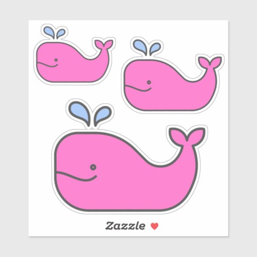 Preppy Coastal Pink Whales Aufkleber (Blatt)