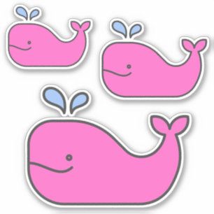 Preppy Coastal Pink Whales Aufkleber