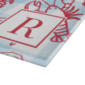 Preppy Coastal Seafood Gingham Kitchen Decor Schneidebrett (Ecke)