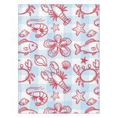 Preppy Coastal Seafood Gingham Kitchen Decor Tischdecke (Vorderseite)