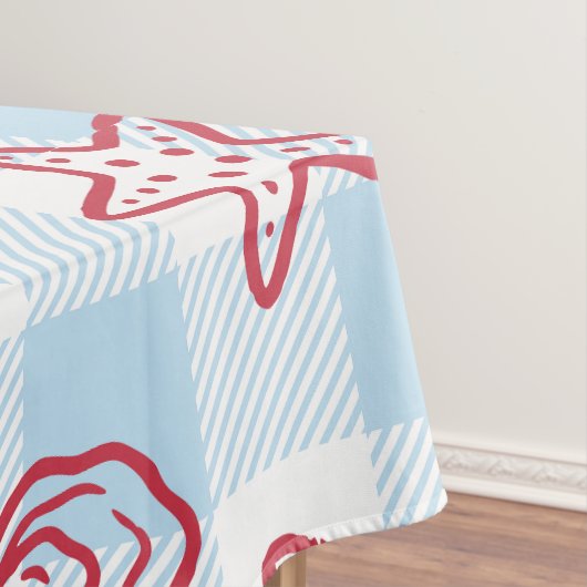 Preppy Coastal Seafood Gingham Kitchen Decor Tischdecke (Beispiel)