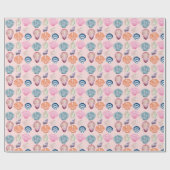 Preppy Coastal Seashell Pink Wrapping Paper Roll Geschenkpapier (Flach)