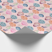 Preppy Coastal Seashell Pink Wrapping Paper Roll Geschenkpapier (Ecke)