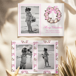 Preppy Coaster Oyster Bow Wreath Foto Holiday Feiertagskarte