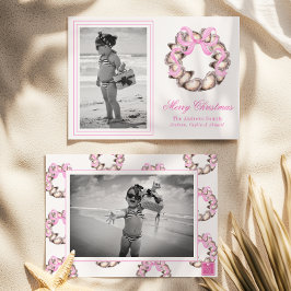 Preppy Coaster Oyster Bow Wreath Foto Holiday Feiertagskarte