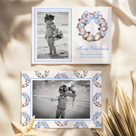 Preppy Coaster Oyster Bow Wreath Foto Holiday Feiertagskarte