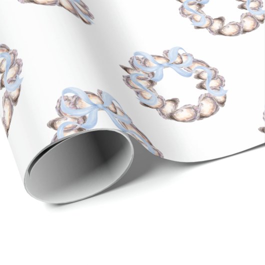 Preppy Coaster Oyster Bow Wreath Weihnachten Geschenkpapier (Rolleneckpunkt)