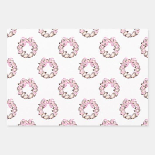 Preppy Coaster Oyster Bow Wreath Weihnachten Geschenkpapier Set (Vorderseite 2)