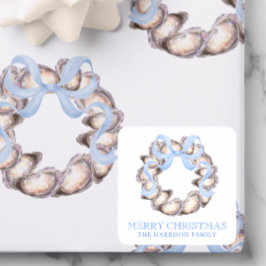 Preppy Coaster Oyster Bow Wreath Weihnachten Quadratischer Aufkleber