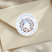 Preppy Coaster Oyster Bow Wreath Weihnachtsadresse Runder Aufkleber