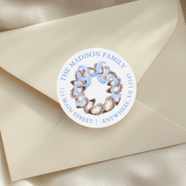 Preppy Coaster Oyster Bow Wreath Weihnachtsadresse Runder Aufkleber