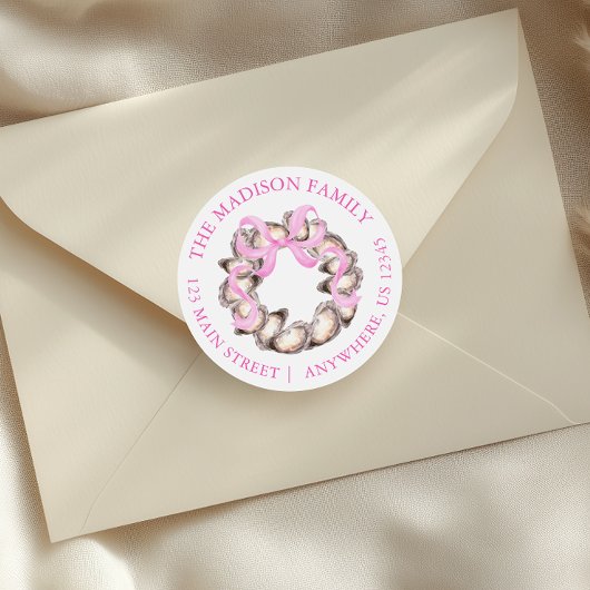 Preppy Coaster Oyster Bow Wreath Weihnachtsadresse Runder Aufkleber