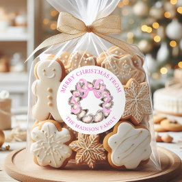 Preppy Coaster Oyster Bow Wreath Weihnachtsadresse Runder Aufkleber