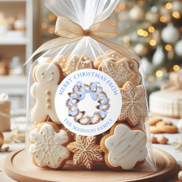 Preppy Coaster Oyster Bow Wreath Weihnachtsadresse Runder Aufkleber