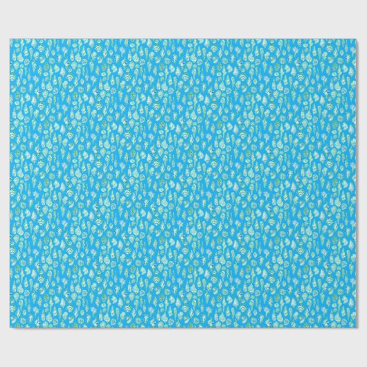 Preppy Coastes Muscheln am blauen Meer Geschenkpapier (Flach)