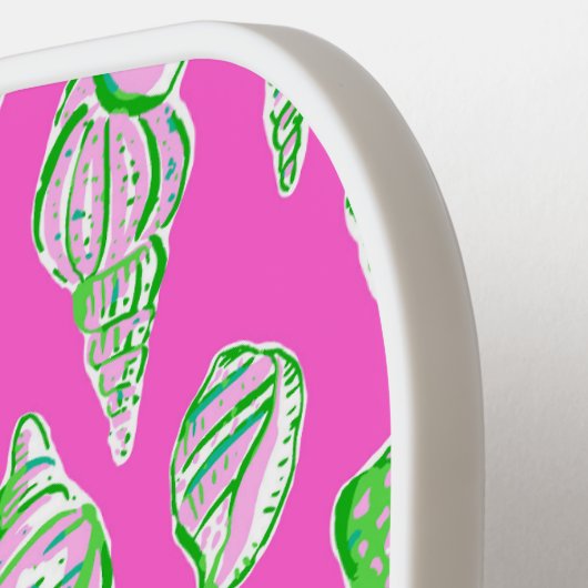 Preppy Coastes Muscheln an der rosa Küste Pickleball Schläger (Linke Seite)