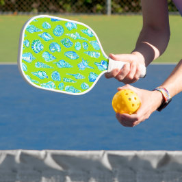 Preppy Coastes Muscheln auf der grünen Kalkküste Pickleball Schläger