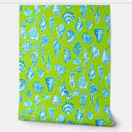 Preppy Coastes Muscheln auf der grünen Kalkküste Tapete