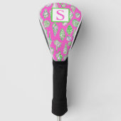 Preppy Coastes Muscheln auf Hot Pink Monogram Golf Headcover (Vorderseite)