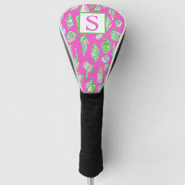 Preppy Coastes Muscheln auf Hot Pink Monogram Golf Headcover