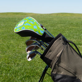 Preppy Coastes Muscheln auf kalkgrüner Monogramm Golf Headcover