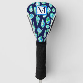 Preppy Coastes Muscheln auf Navy Blue Monogram Golf Headcover