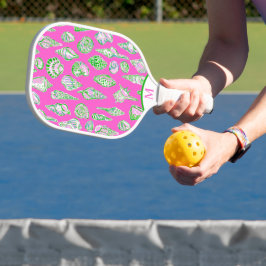 Preppy Coastes Muscheln auf rosa Seaside Monogram Pickleball Schläger