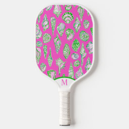 Preppy Coastes Muscheln auf rosa Seaside Monogram Pickleball Schläger