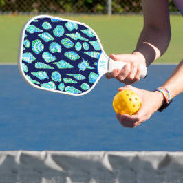 Preppy Coastes Muscheln auf Seeost-Monogramm Pickleball Schläger