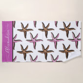 Preppy Coastrosa Sand Starfish Strandtuch (Vorderseite)