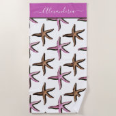 Preppy Coastrosa Sand Starfish Strandtuch (Vorderseite)