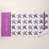 Preppy Coastrosa Sand Starfish Strandtuch (Vorderseite)