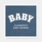 Preppy Collegiate Varsity Navy Baby Shower Serviette (Vorderseite)
