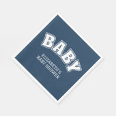 Preppy Collegiate Varsity Navy Baby Shower Serviette (Ecke)