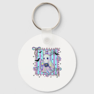 Preppy Colorful Coquette Bow Ghost Boo Girl Spooky Schlüsselanhänger