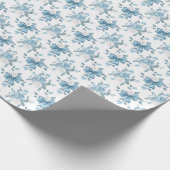 Preppy Coquette Blue Ribbon Bow Blumenmuster Geschenkpapier (Ecke)