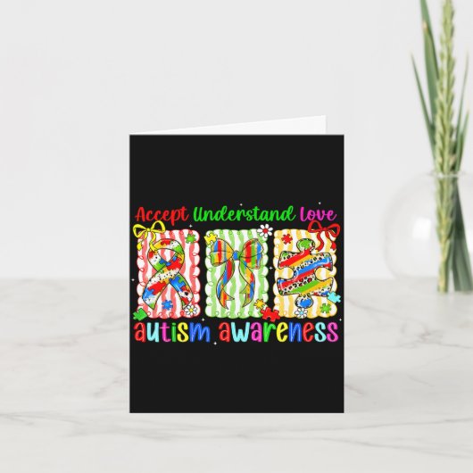 Preppy coquette bow autism awareness accept karte (Vorderseite)