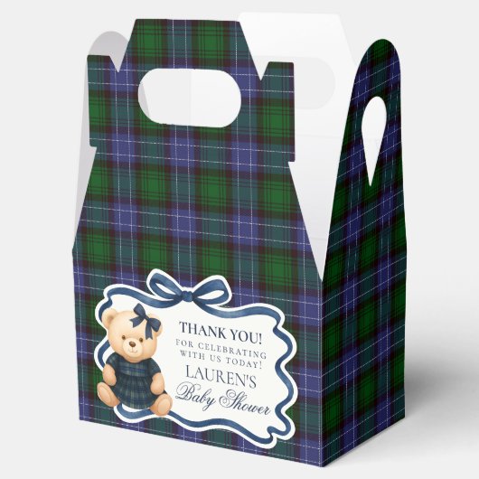 Preppy Coquette Bow Bear Baby Shower Favor Box Geschenkschachtel (Geöffnet)