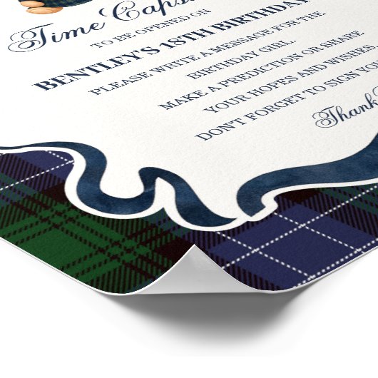 Preppy Coquette Bow Bear Birthday Time Capsule Poster (Ecke)