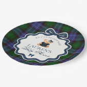 Preppy Coquette Bow Bear Plaid Baby Shower  Pappteller (Schrägansicht)