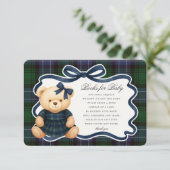 Preppy Coquette Bow Bear Plaid Books for Baby Card Begleitkarte (Stehend Vorderseite)