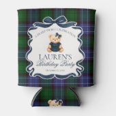 Preppy Coquette Bow Bear Tartan Birthday Favor Dosenkühler (Vorderseite)