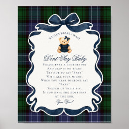 Preppy Coquette Bow Bear Tartan Dont Say Baby Game Poster
