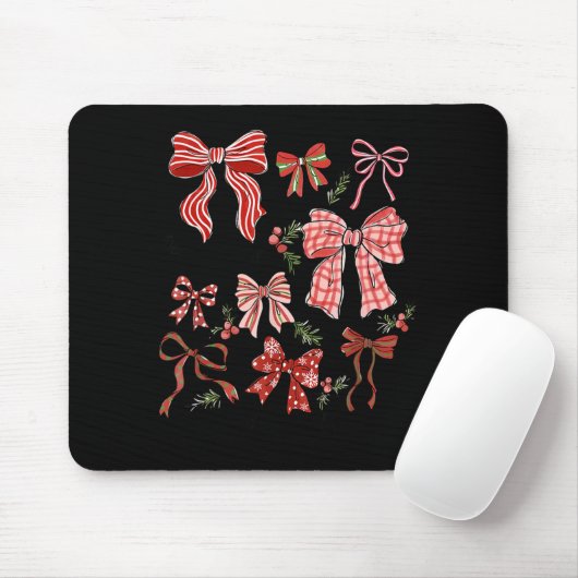 Preppy Coquette Bow Deck The Halls With Bows And H Mousepad (Mit Mouse)