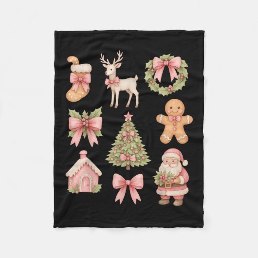 Preppy Coquette Bow Nk Weihnachtsbaum Santa Ginger Fleecedecke (Vorderseite)
