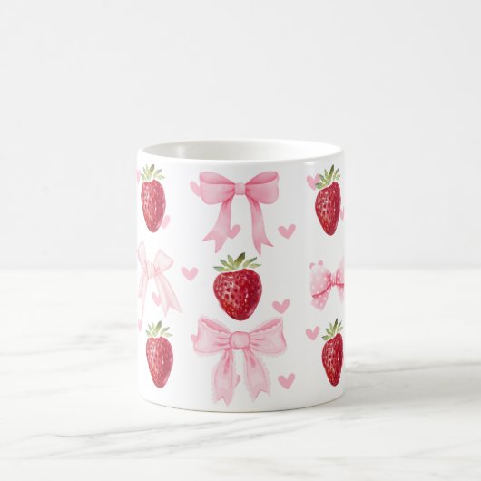 Preppy Coquette Bow Tasse Strawberry Pink Girly (Mittel)