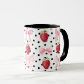 Preppy Coquette Bow Tasse Strawberry Polka Dots (VorderseiteRechts)