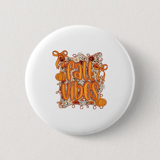 Preppy Coquette Fall Vibes Floral Pumpkin Gewürz C Button (Vorderseite)
