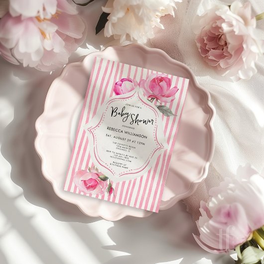 Preppy Coquette Grandmillenial Girl Baby Dusche Einladung