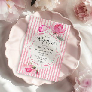 Preppy Coquette Grandmillenial Girl Baby Dusche Einladung